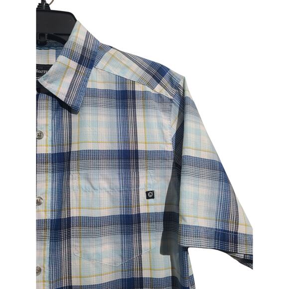 Marmot Blue Plaid Short Sleeve Button Shirt Size S - Picture 3 of 5